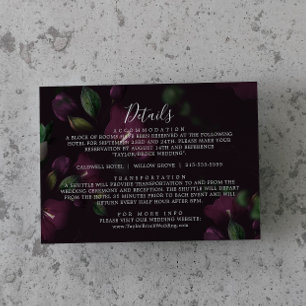 Cartão De Informações Detalhes do Casamento do Padrão de Blooms Roxo Moo