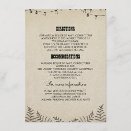 Cartão De Informações Detalhes do Casamento do País - Informações - Inse