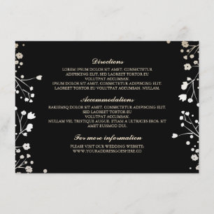 Cartão De Informações Detalhes do casamento do preto da respiração do
