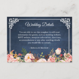 Cartão De Informações Detalhes do Casamento do Quadro de Chalkboard Rust