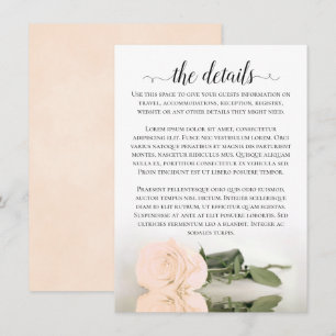 Cartão De Informações Detalhes do Casamento do Rosa Romântico Pêssego 