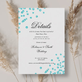 Cartão De Informações Detalhes do Casamento do Roteiro Romântico Turquoi