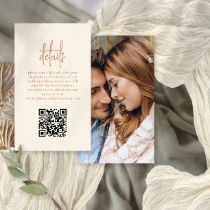 Cartão De Informações Detalhes do Casamento do Script de Foto QR Terraco