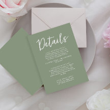 Detalhes do Casamento do Script Verde de Sage Mini