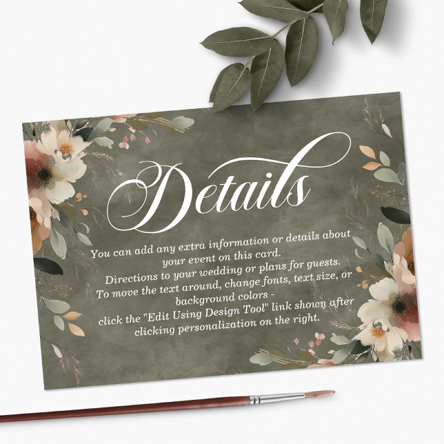 Cartão De Informações Detalhes do Casamento do Sussurro do Elegance Sage (Detail your day with grace—our Ethereal Elegance enclosure cards guide guests beautifully.)