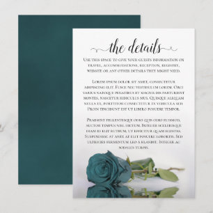 Cartão De Informações Detalhes do Casamento do Teal Elegante Refletindo 