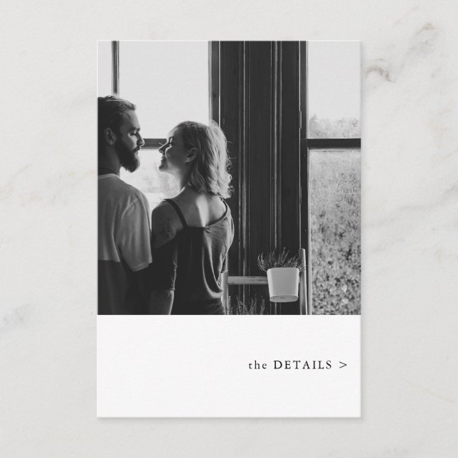 Cartão De Informações Detalhes do Casamento do Tema de Foto Simples (Frente)