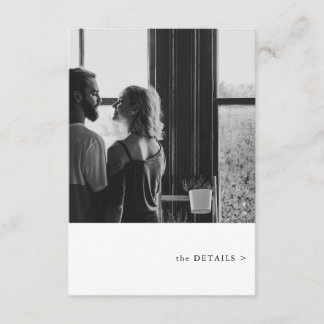 Cartão De Informações Detalhes do Casamento do Tema de Foto Simples