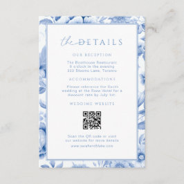 Cartão De Informações Detalhes do Casamento do Toile Azul Vintage Inseri