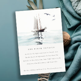 Cartão De Informações Detalhes do Casamento do Yacht de Navegação Náutic