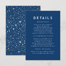 Cartão De Informações Detalhes do Casamento Dourado Azul Celestial Starr