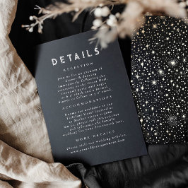 Cartão De Informações Detalhes do Casamento Dourado Celestial da Noite E