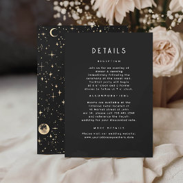 Cartão De Informações Detalhes do Casamento Dourado Celestial da Noite E