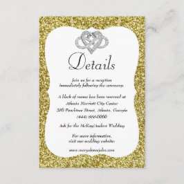 Cartão De Informações Detalhes do Casamento Dourado com Infinito Infinit