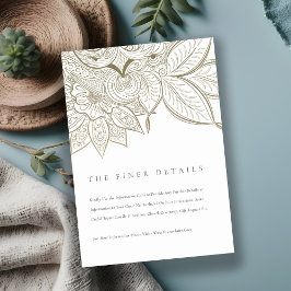 Cartão De Informações Detalhes do Casamento Dourado do Ornamentado Paisl
