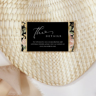 Cartão De Informações Detalhes do Casamento Dourado e Floral de Aquarela