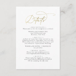 Cartão De Informações Detalhes do Casamento Dourado e Preto Glam-Glam