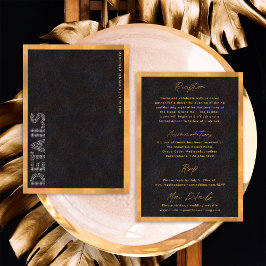 Cartão De Informações Detalhes do Casamento Dourado Luxurioso Chic Mode