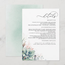 Cartão De Informações Detalhes do Casamento Dourado Rosa Greenery