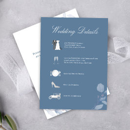 Cartão De Informações Detalhes do Casamento Dusty Blue Código QR Enclosu