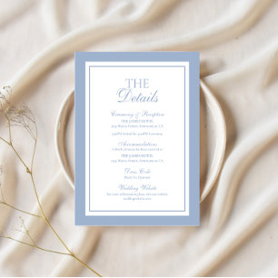 Cartão De Informações Detalhes do Casamento Dusty Blue Old Money Enclosu