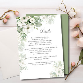 Cartão De Informações Detalhes do casamento Dusty green floral rosa aquc