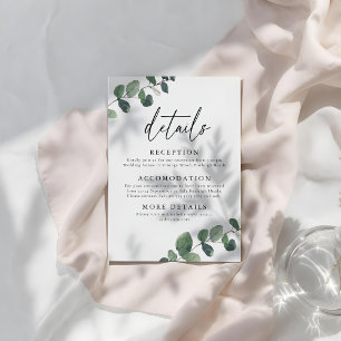 Cartão De Informações Detalhes do Casamento Elegância Verde Folhosa