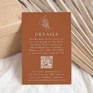 Cartão De Informações Detalhes do Casamento Elegant Moon Terracotta Códi