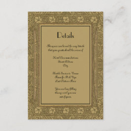 Cartão De Informações Detalhes do Casamento Elegante Arte Dourada Nouvea
