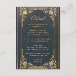 Cartão De Informações Detalhes do Casamento Elegante Azul - Script Doura