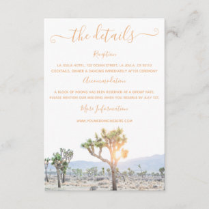 Cartão De Informações Detalhes do Casamento Elegante Boho Joshua Tree Gr