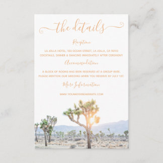 Cartão De Informações Detalhes do Casamento Elegante Boho Joshua Tree Gr