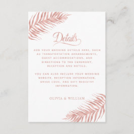 Cartão De Informações Detalhes do Casamento Elegante Branco Dourado Rosa