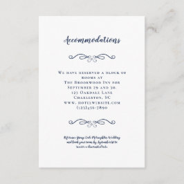 Cartão De Informações Detalhes do Casamento Elegante Chic Azul