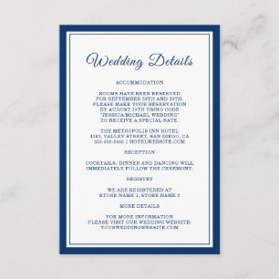 Cartão De Informações Detalhes do Casamento Elegante das faixas de Marin