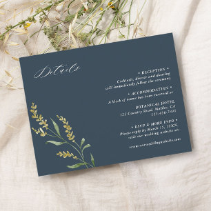 Cartão De Informações Detalhes do Casamento Elegante de Flor Selvagem ma