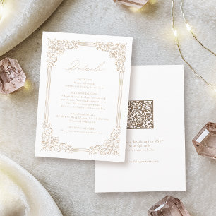 Cartão De Informações Detalhes do Casamento Elegante de Frame Vintage Ne