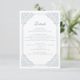 Cartão De Informações Detalhes do Casamento Elegante de Quadro Azul Vint