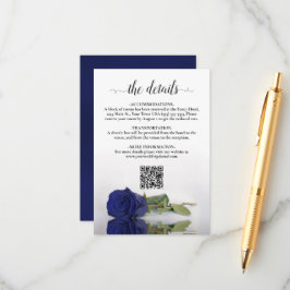 Cartão De Informações Detalhes do Casamento Elegante de Rosa Azul do mar