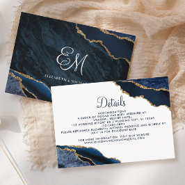 Cartão De Informações Detalhes do Casamento Elegante do Agate Dourado Az