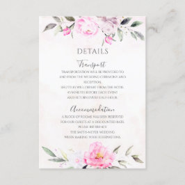 Cartão De Informações Detalhes do Casamento Elegante Floral Floral Cor-d