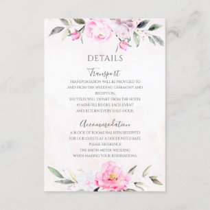Cartão De Informações Detalhes do Casamento Elegante Floral Floral Cor-d