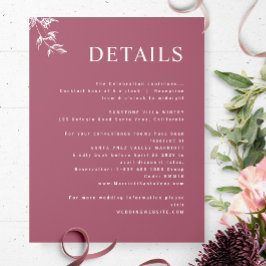 Cartão De Informações Detalhes do Casamento Elegante, Moderno e Minimal