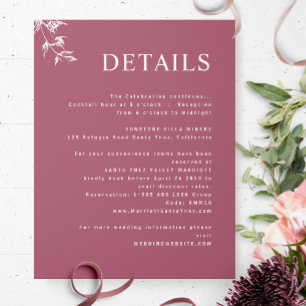 Cartão De Informações Detalhes do Casamento Elegante, Moderno e Minimal