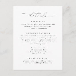 Cartão De Informações Detalhes do Casamento Elegante Moderno Negro e Bra