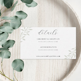 Cartão De Informações Detalhes do Casamento Elegante Sage Greenery