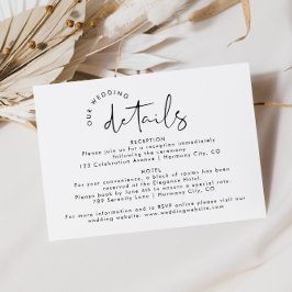 Cartão De Informações Detalhes do Casamento Elegante Simples Moderno