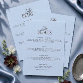 Cartão De Informações Detalhes do Casamento em Azul Gelo e Marrom