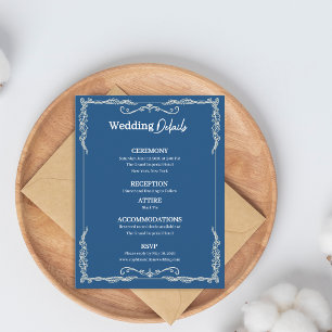 Cartão De Informações Detalhes do Casamento em Azul Poeirento Informaçõe