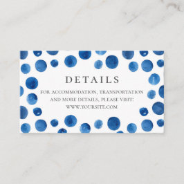 Cartão De Informações Detalhes do casamento em bolinhas azuis. Aquarela 